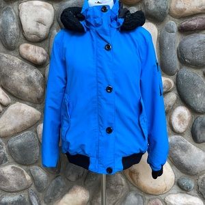 Lands’ End Blue Faux Fur Hooded Jacket Coat Small